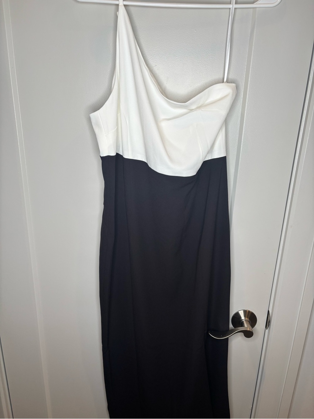 Petal & Pup One-Shoulder Black and White Colorblock Dress
